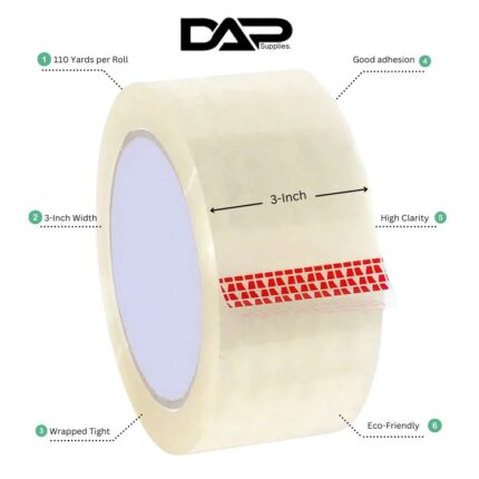 Premium 3/2-Inch Heavy Duty Clear Packing Tape - Transparent Single-Sided Tape