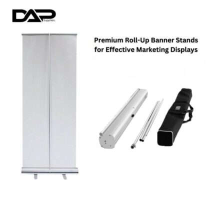 DAP SUPPLIES High-Quality Premium - Iron Black Roll Up Banner Stand & Iron Sliver Roll Up Banner Stand